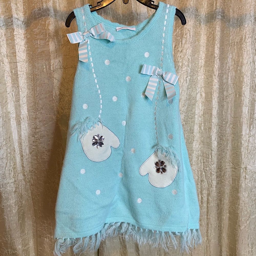 Bonnie Jean Blue Holiday Knit Dress